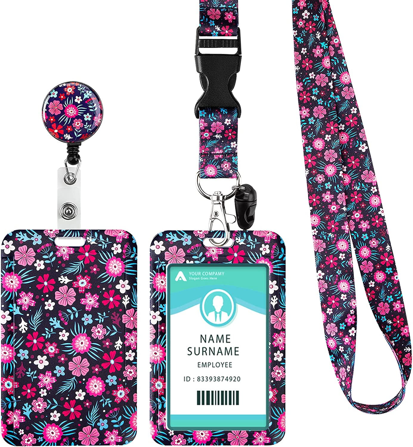 Retractable Badge Holder,Id Badge Holder with Lanyard,Card Holders with ...