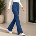 thumbnail image 6 of MOONDU Women's Fleece Lined Flare Leggings with Pockets High Waisted Thermal Warm Bootcut Yoga Pants Winter Casual Trousers 8 Colors S-XXL, 6 of 9