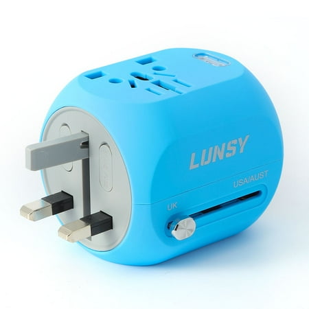 Us Argentina Power Adapter All-in-One Universal Travel Adapter Wall AC Power Plug Adapter UK, EU, AU, US with QC3.0 USB Charger, International Power Socket works in 150 Countries ()