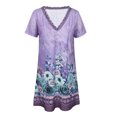 thumbnail image 3 of ORQ Retro Print Ethnic Casual A-Line Pullover Short Women Summer Dress, 3 of 8