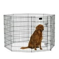 thumbnail image 2 of MidWest Home for Pets Metal Exercise Dog Playpen with Door, 8 Panels, 4 Ground Stakes, Foldable and Portable Pet Playpen, 42 Inch High, Black, 2 of 10