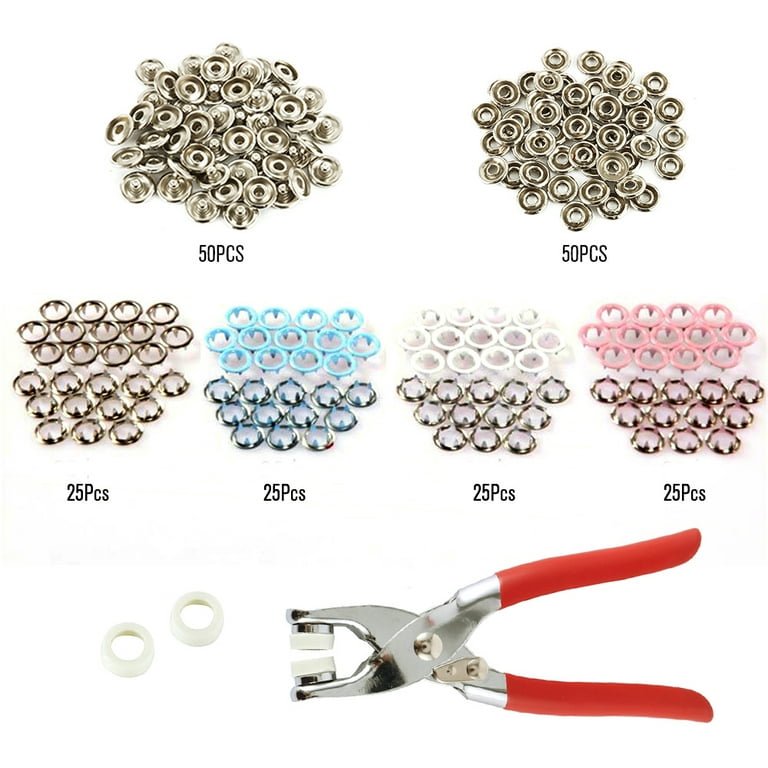 200 Set Snap Buttons Kit Metal Sewing with Press Button Gripper Stainless  Steel No-Sew Thickened Snap Fasteners Press Studs Pliers Tool for Jeans