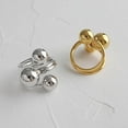 thumbnail image 5 of Minimalist Ball Statement Ring for Women Men Gold Plated Stainless Steel Layered 3 Round Balls Open Wrap Finger Rings Comfort Fit Geometric Unique Christmas Birthday Party Jewelry Gift Size 8, 5 of 7