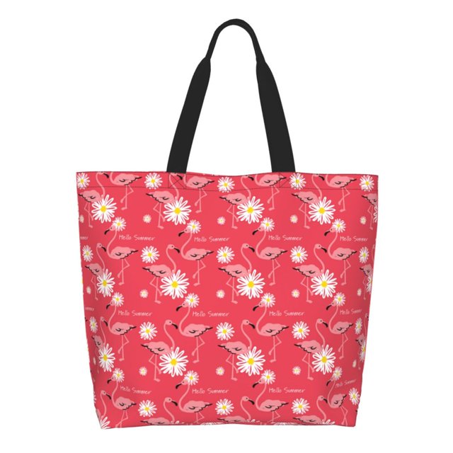 Disketp Hello Summer Flamingo Bolsa Tote Estampada para Mujer, Bolso de Hombro y de Mano para Compras y Viajes