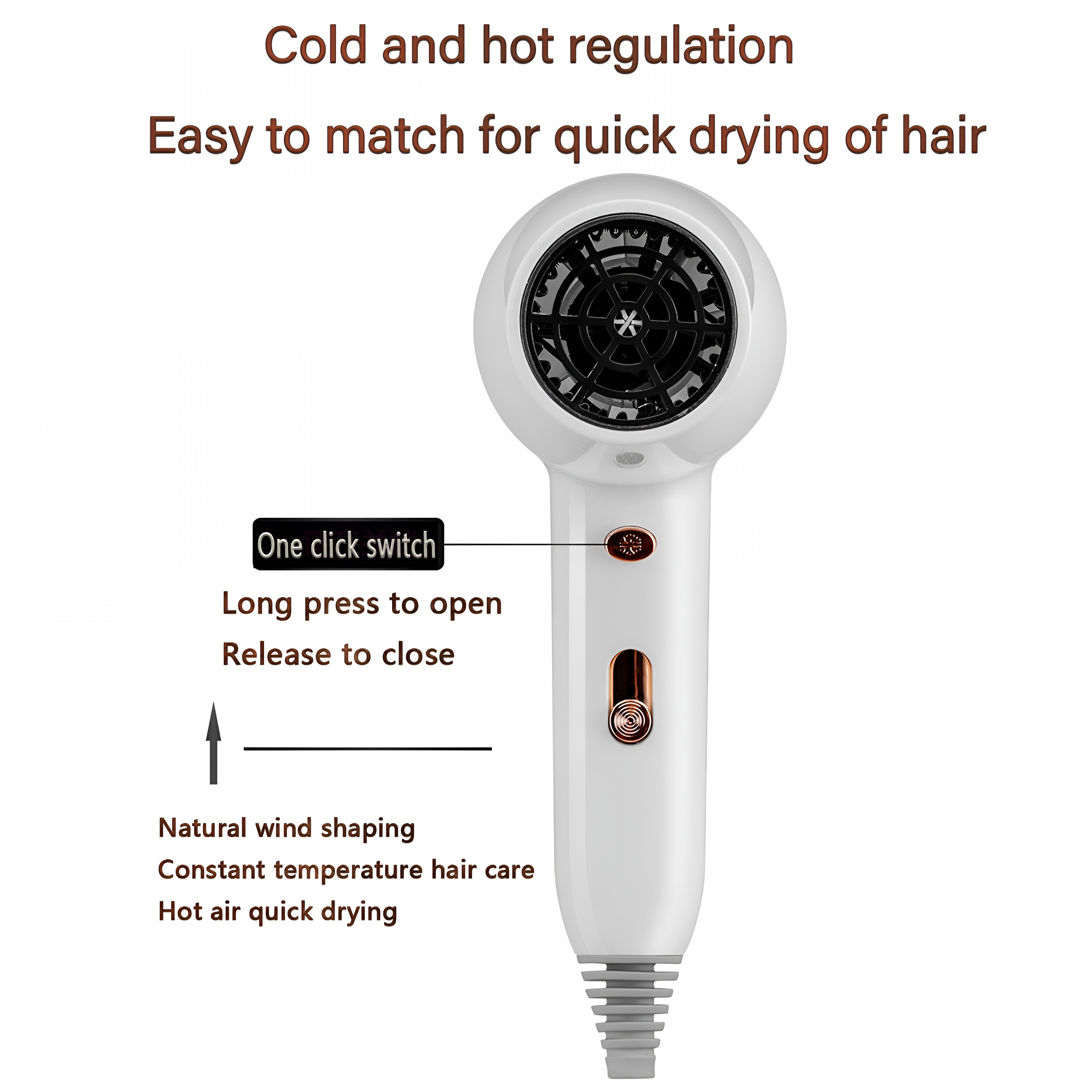 HIBIBUD 1600W Wall Mounted Hair Dryer Blow Dryer with Rack for Bathroom Hotel