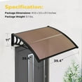 thumbnail image 2 of 40"x40" Window and Door Awning Kit, Easy Install Brown Polycarbonate Canopy, 2 of 7