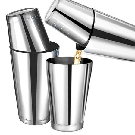 (2 Pack) Boston Cocktail Shaker, Drink Mixing Set (18oz & 24oz) Weighted Stainless Steel Shaker Tins, Cocktail & Martini Mixed Drink Shakers, Essential & Professional Bar Tools For Bartending