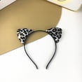 thumbnail image 2 of Bmisegm Leopard Cat Ears Headbands Glitter Flocking Cat Ear Headband for Woman Party Supplies Silver, 2 of 5