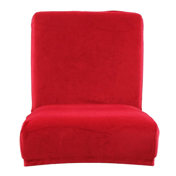 Funda elástica de terciopelo para silla de comedor con respaldo corto, funda para taburete de bar Rojo vino
