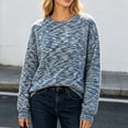 thumbnail image 5 of Karymi Plus Size Tops for Women, Crew Neck Long Sleeve Sweater, Multicolor Marled Heather Waffle Knit Loose Fit Pullover Top for Fall Winter, 5 of 6