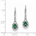 thumbnail image 2 of Sterling Silver Rhodium-plated Diam. & Created Emerald Earrings QBE10MAY, 2 of 2