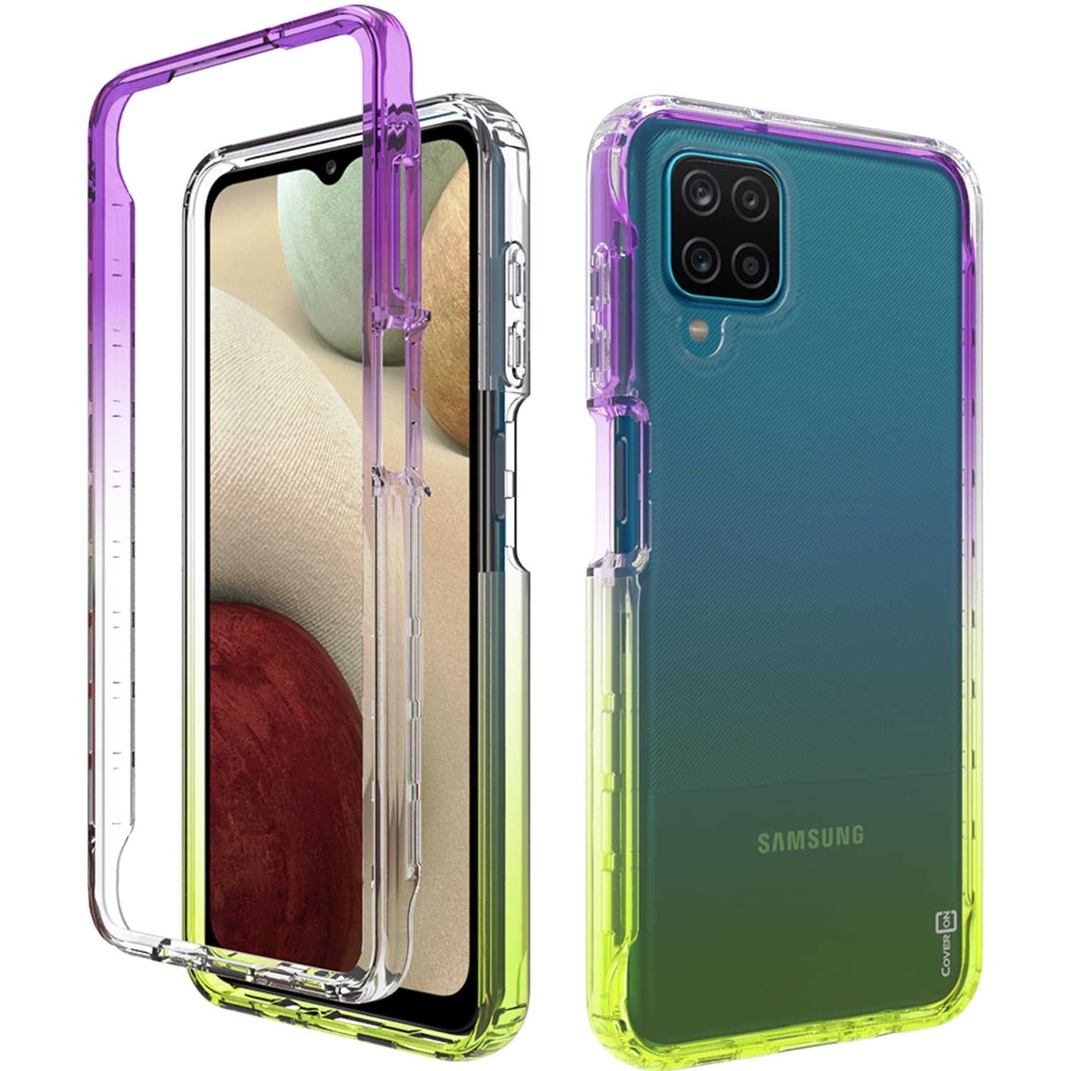 CoverON For Samsung Galaxy A12 Case, Gradient Heavy Duty Clear Full Body Shockproof Phone Cover