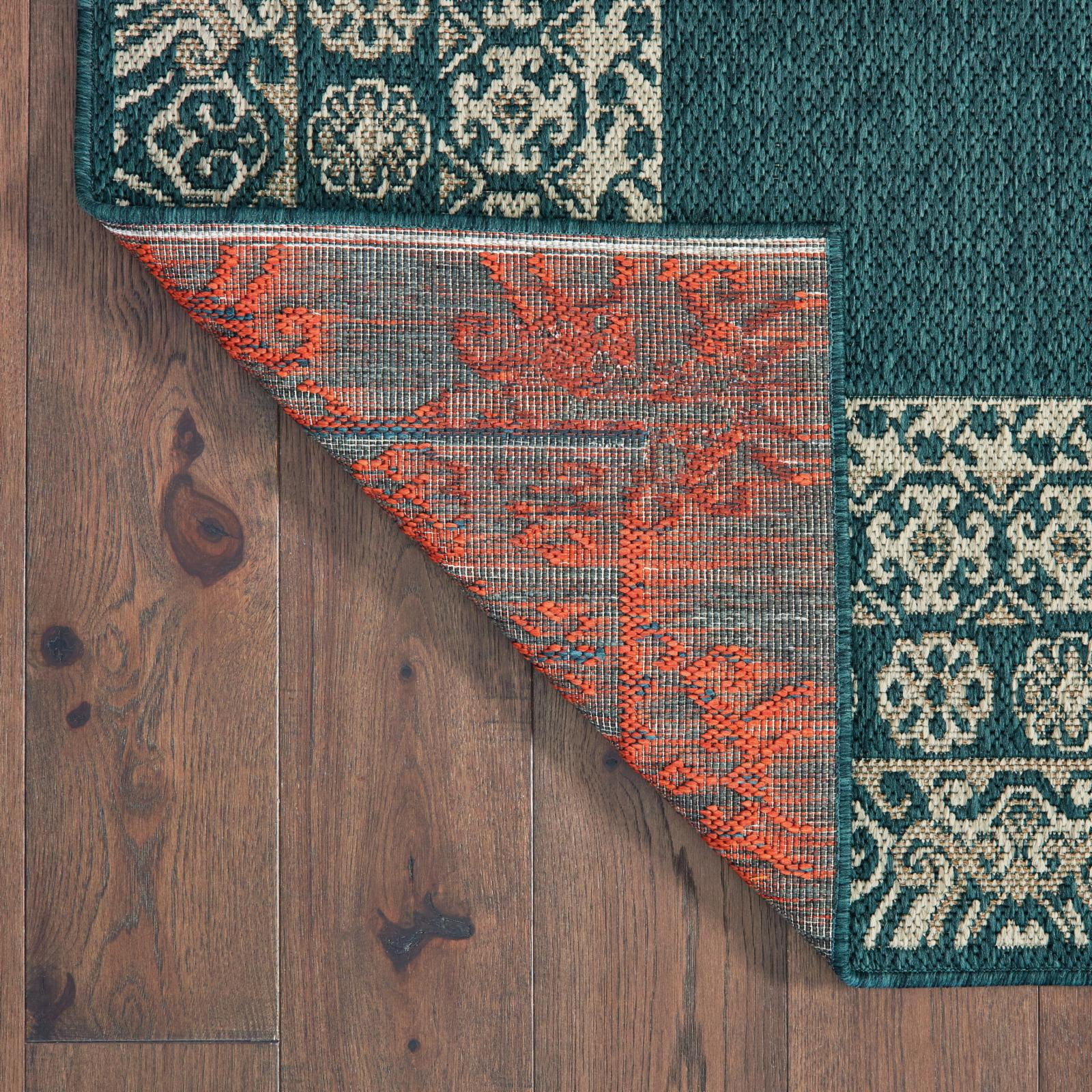 Avalon Home Lakeland Traditional Border Teal Indoor/Outdoor Area Rug