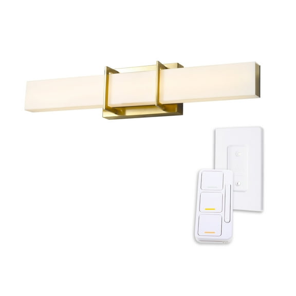 Globe Electric AmbianceSelectâ„¢ Modern 24" Brass Dimmable Color Adjustable LED Vanity Light with Remote