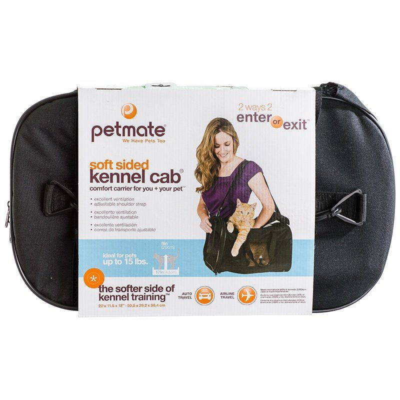 Petmate Soft Sided Kennel Cab Pet Carrier Black Large 20"L x 11.5"W