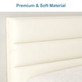 thumbnail image 3 of Full Bed Frame, Full Size Platform Bed With Fabric Upholstered Headboard, Beige, 3 of 6
