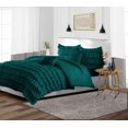 thumbnail image 2 of CCNY 1000 TC 100% Egyptian Cotton Duvet Cover with 2 Matching Pillowcases Oversized King Size Multi Ruffle Pattern, Zipper Closure, Corner Ties (Teal), 2 of 7