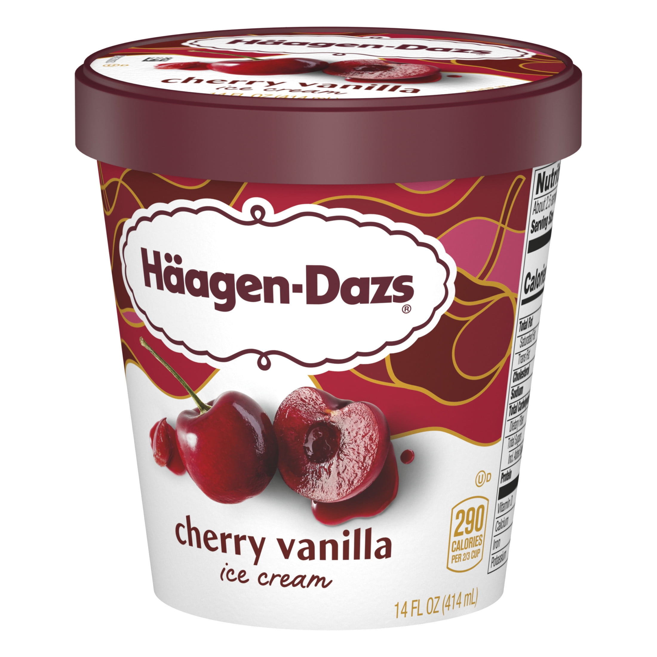 Haagen Dazs Cherry Vanilla Ice Cream, Gluten Free, Kosher, 14 oz