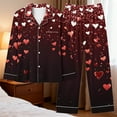 thumbnail image 6 of Lovzfmll Pajama Set for Women, Valentine's Day Print Long Sleeve Set, Collared Sleepwear Two-Piece, Cute & Comfortable Loungewear Wine, L, 6 of 8
