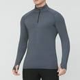thumbnail image 2 of Mens Sweatshirt Under $10 Mens Quarter Zip Pullover Top Long Sleeve Athletic Compression Shirt Mock Neck Workout Sweatshirt with Thumbs Holes, 2 of 6