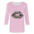thumbnail image 4 of Lpmadey Leopard Print Tops for Women Y2k Funny Graphic 3/4 Sleeve Crewneck Summer T-Shirt Plus Size Tunic Tops, 4 of 4