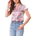 thumbnail image 4 of INSPIRE CHIC Satin Work Blouses for Women's Floral Vintage Cap Sleeve Business Casual Blouse XL Pink, 4 of 6