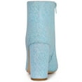 thumbnail image 3 of Botines De Tobillo Tacón Grueso Con Punta Puntiaguda De Brillo Para Mujer Azul 40, 3 of 7