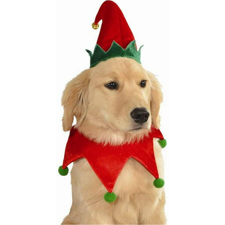 Elf Hat And Collar Pet Costume Dog Christmas Set Santa's Helper Puppy