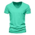 thumbnail image 4 of Men's Casual V Necks Short Sleeve T-Shirt Trendy Solid Design Lightweight Summer Top for Daily Wear, 4 of 5