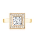 thumbnail image 4 of Rosec Jewels Moissanite Princess Cut Engagement Ring with Halo - Vintage Style Ring - D-VS1 Grade Certified, 10K Yellow Gold, US 8.50, 4 of 8