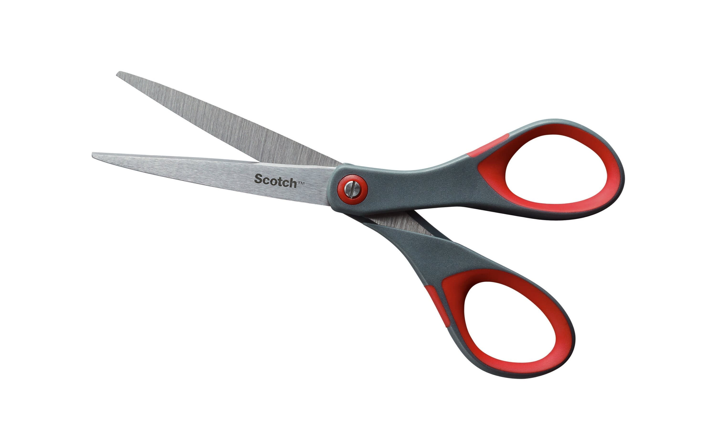 Scotch 7 Precision Scissors, Stainless Steel, Grey and Red, Comfort Grip 