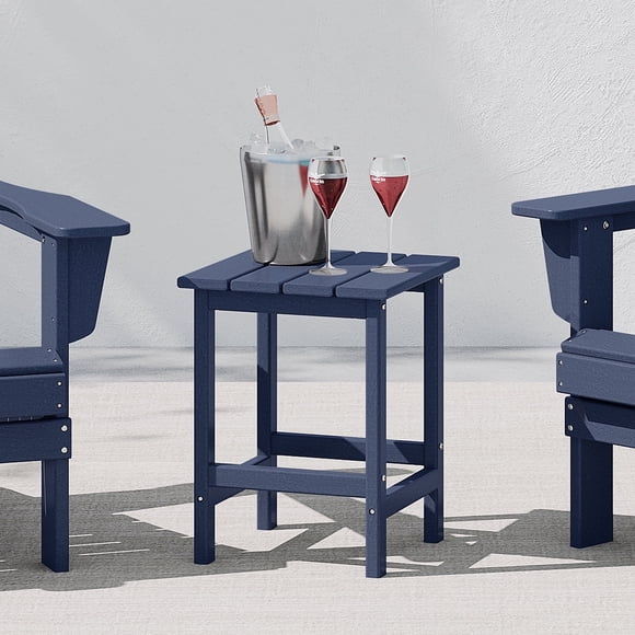 WestinTrends Outdoor Side Table, All Weather Poly Lumber Adirondack Small Patio Table Square End Table for Pool Balcony Deck Porch Lawn Backyard, Navy Blue (14"L x 14"W x 18.5"H)