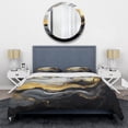 thumbnail image 3 of Designart "Essence of Marble in Gold and Black V" Abstract Marble Bedding Covert Set - Abstract Gold Modern Bed Set With 2 Shams, 3 of 5