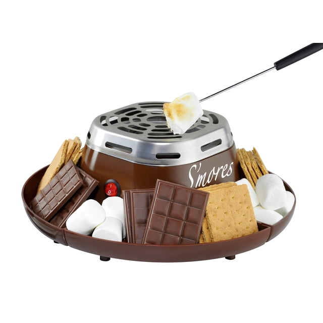 Mesa eléctrica S'mores Maker Nostalgia para interiores, color marrón