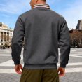 thumbnail image 4 of Men's Solid-color Casual Fleece Hoodie, Loose Stand-up Collar Semi-zipper Casual Sport Pullover Hoodie for Men,Dark Gray,3XL, 4 of 8