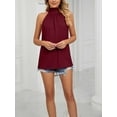 thumbnail image 4 of Luxtrada Women's Sleeveless Tie Halter Neck Summer Tops Loose Casual Tank Top Blouse Shirts (Red Wine,M), 4 of 5