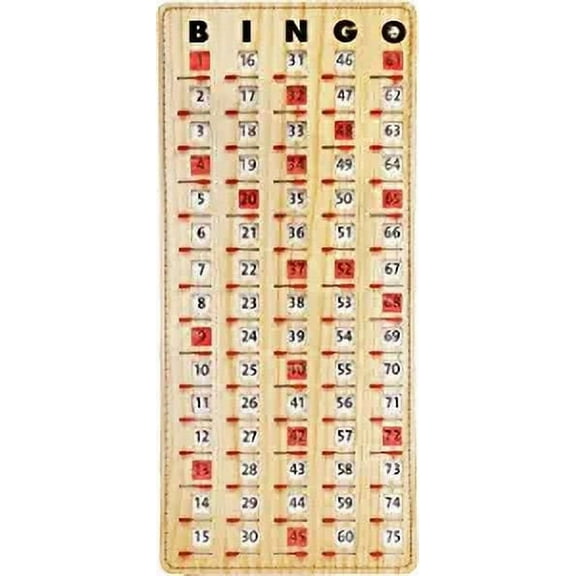 Mr. Chips Jam-Proof Master Board Bingo Cards Slide Shutter - Deluxe - Stitched Borders - Tan Wood Grain Style - 1 Pack - 14.75" H x 6.75" W