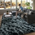 thumbnail image 3 of ZENELESS Fluffy Rug for Bedroom,8x10ft Tie-Dye Black and Gray Stripes Anti-Skid Shaggy Carpet Perfect for Living Room, Bedroom, 3 of 6