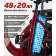 thumbnail image 2 of NOMIGO Two Seater Electric Tricycle Pre-assembled 7 Speed 3 Wheel Electric Bicycle Max 20MPH 20*4.0" Fat Tire W/ 48V 20Ah Lithium Battery 750W Motor Electric Tricycle for Adults with 2 Baskets Red, 2 of 9