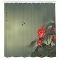 thumbnail image 3 of Ambesonne Dragonfly Shower Curtain, Lotus Blooms Tones, 69"Wx84"L, Red Reseda Green, 3 of 3