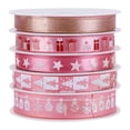 thumbnail image 1 of GOOHOCHY 5 rollos de cinta navideña de 25 m de largo, ideal para envolver regalos navideños y manualidades (rosa)., 1 of 7