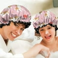 thumbnail image 6 of Shower Caps,Cavalier King Charles Spaniels and Flowers Waterproof Shower Cap for Women 4 Pieces,Double Reusable Hair Cover for Shower PEVA Elastic Stretch Hem, 6 of 7