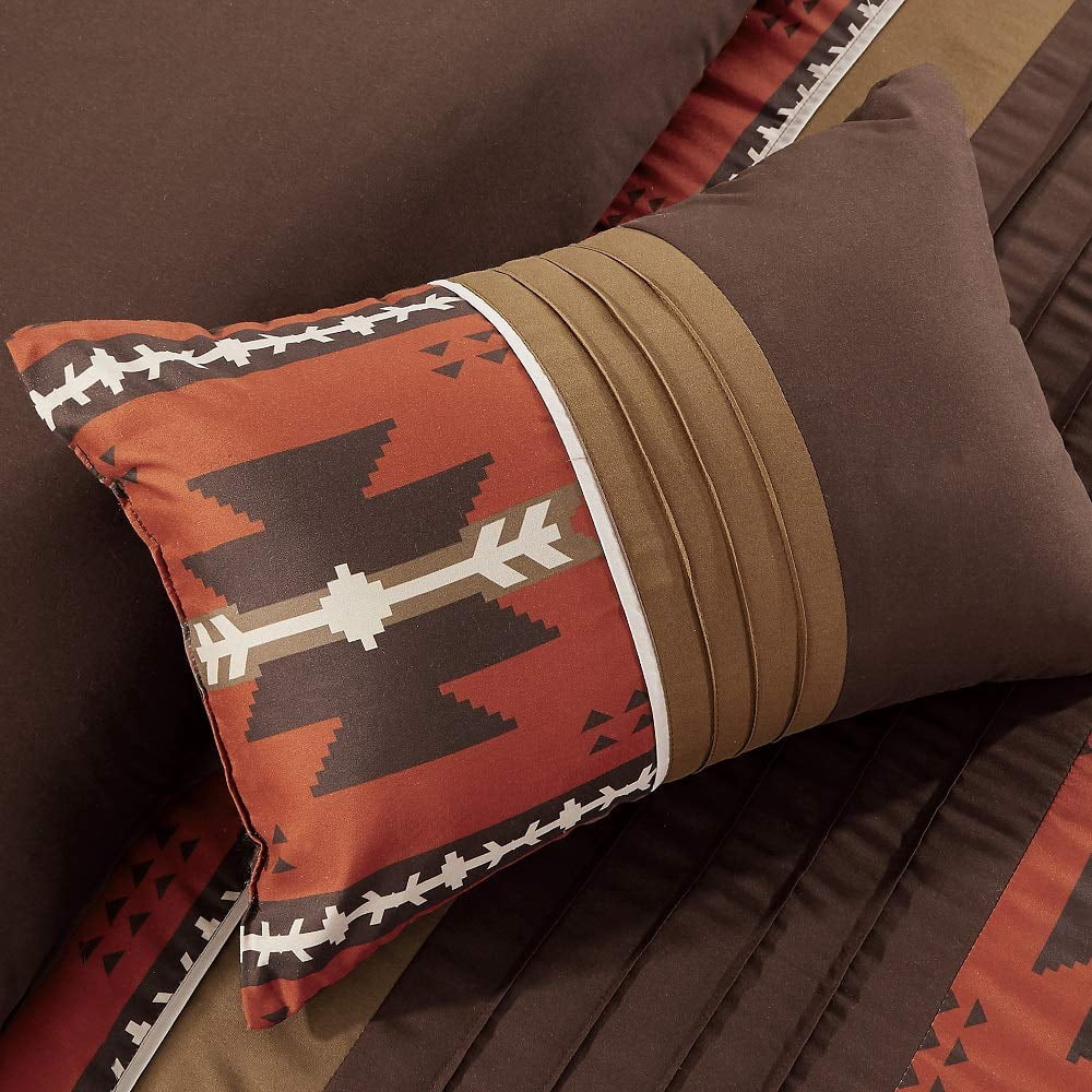 WPM P 7-Piece Coffee Brown Embroidered Comforter Set, King