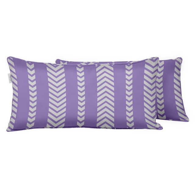 VargottamIndoor/OutdoorPolyester FabricLumbarPillowCover,All-Weather Waterproof Rectangular Cushion Case for Patio Furniture,12" x 18"Set of 2 -Striped-35