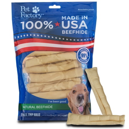 UPC: 0094983781070 | Pet Factory Made in USA Beefhide Chip Rolls Natural Flavor – 5   22 Count
