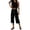 A-Black1170, variant on Women's Pocketed Two Piece Set Crew Neck Daily Walk Capri Suit