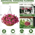 thumbnail image 2 of Artificial Hanging Plants Flowers Basket,Faux Silk Morning Glory Arrangement in inch Planter Flowerpot,Fake Hanging Flowers for Patio Garden Porch Deck Outdoor Spring Decor(Rose red), 2 of 5