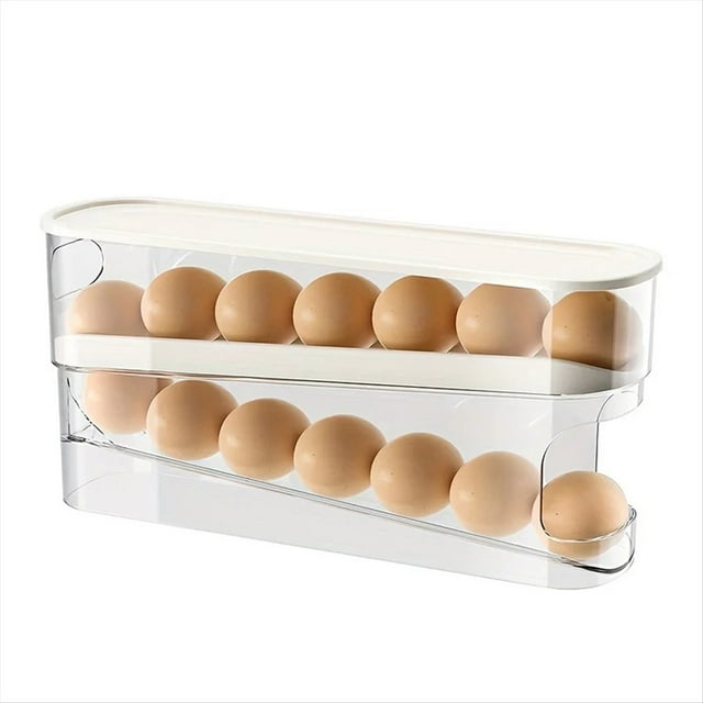 Caja de Almacenamiento de Huevos para Refrigerador, Desplazamiento Automático de Huevos, Hogar, Gran Capacidad, Cocina, Huevo Enrollable Dedicado S