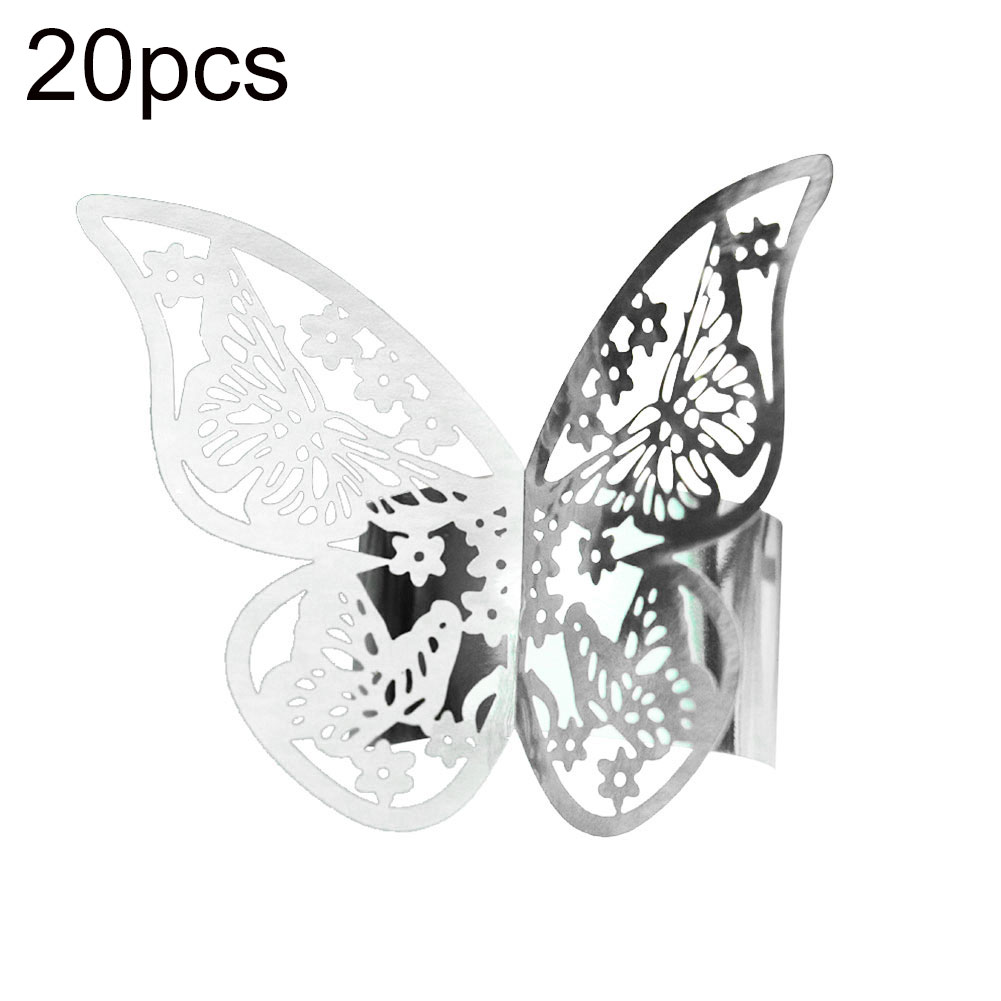 Farfi 20Pcs Butterfly Napkin Ring Paper Holder Wedding Banquet Dinner