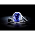 thumbnail image 3 of 8x6mm Oval Shape Inexpensive 2 Carat Blue Sapphire And Moissanite Diamond Infinity Engagement Ring in 10k White Gold, 3 of 5